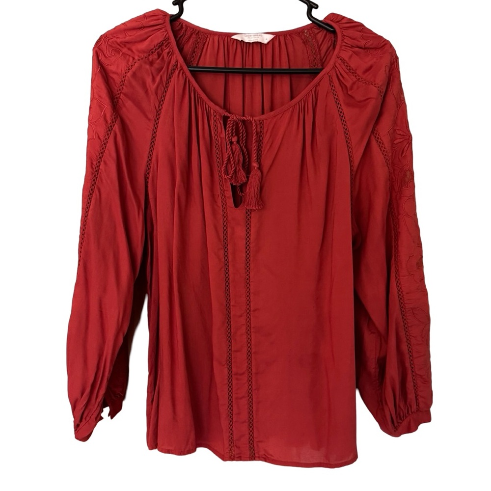 Lucky brand fringe tie top size medium
